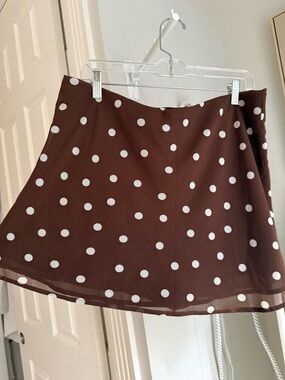 Abercrombie & Fitch Polka Dot Brown Mini Skort, Sz. Large